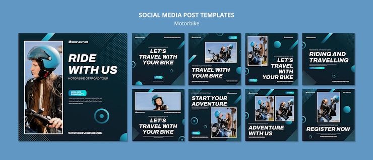 PSD gratuito modello di post di instagram per viaggi in moto