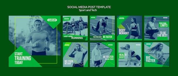 Modello di post di instagram sport e tecnologia