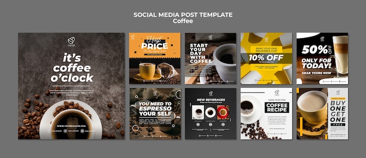 PSD gratuito modello di post di social media caffè