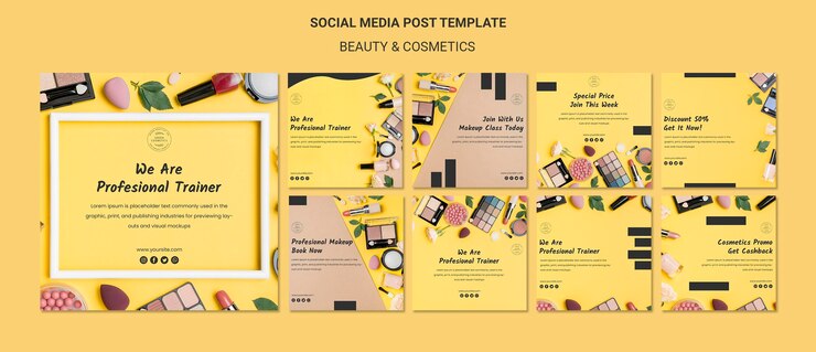 PSD gratuito modello di post di social media di concetto di bellezza e cosmetici