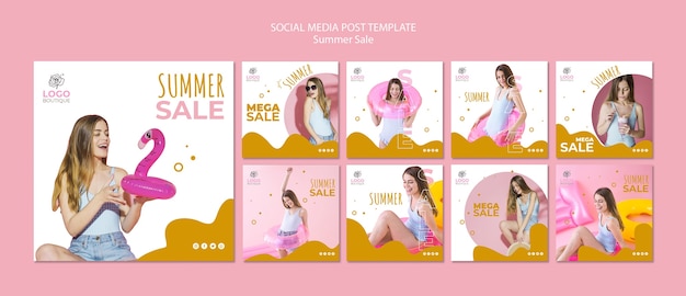 Modello di post di social media vendita di estate