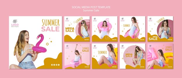 Modello di post di social media vendita di estate