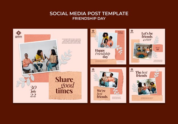 Modello di post instagram del giorno dell'amicizia
