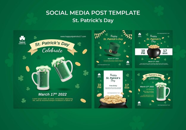 Modello di post instagram del giorno di san patrizio