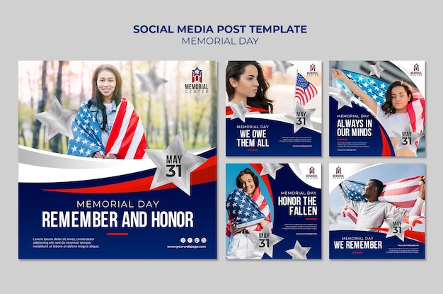 Modello di post instagram del memorial day