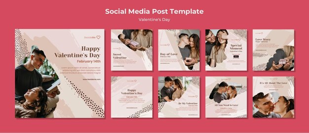 Modello di post instagram di coppia felice san valentino