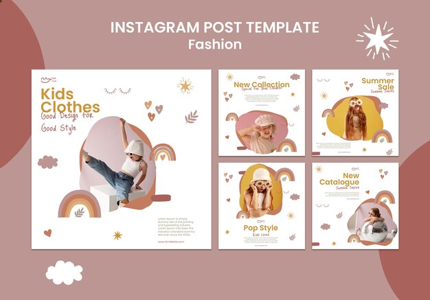 Modello di post instagram di moda design piatto