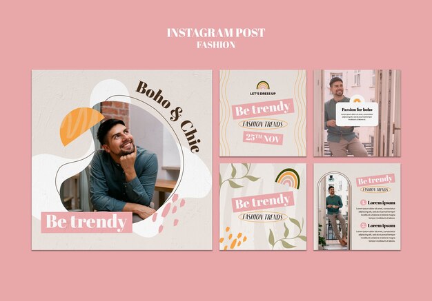 Modello di post instagram di moda design piatto