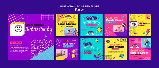 Modello di post instagram festa colorata design piatto
