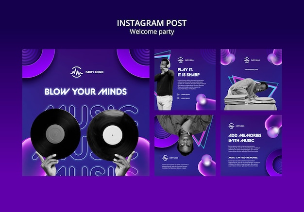 Modello di post instagram festa di benvenuto sfumato