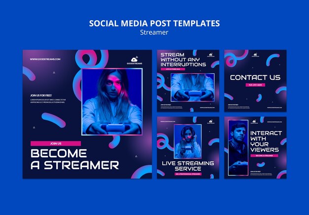 Modello di post instagram streamer sfumato