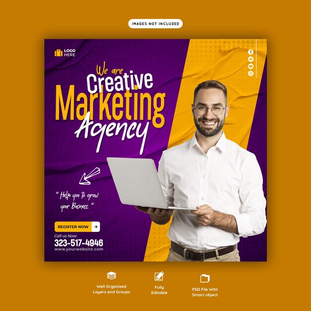 Modello di post per agenzie di marketing digitale e social media aziendali