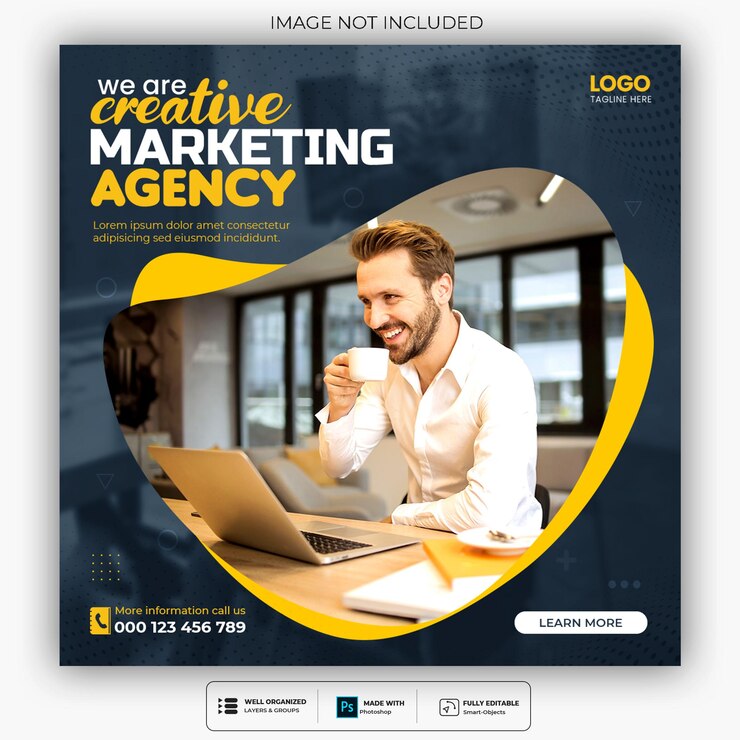 PSD gratuito modello di post per agenzie di marketing digitale e social media aziendali