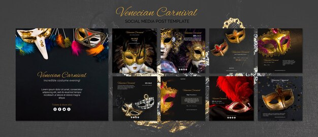 Modello di post social media carnevale di Venezia
