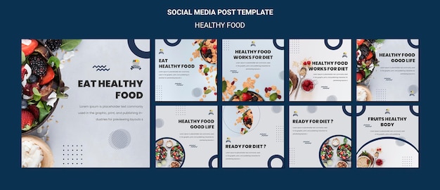 Modello di post social media cibo sano