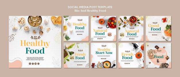 Modello di post social media con cibo sano