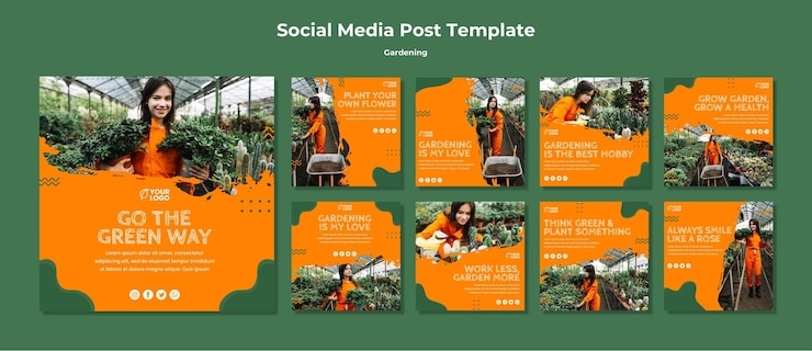 PSD gratuito modello di post social media concetto di giardinaggio
