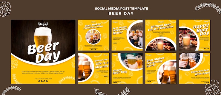 PSD gratuito modello di post social media giorno della birra