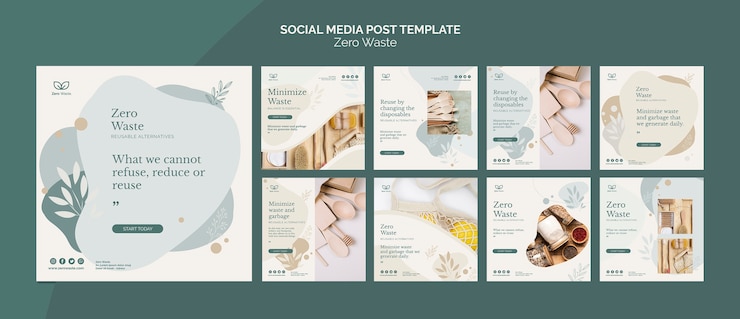 PSD gratuito modello di post social media zero prodotti di scarto
