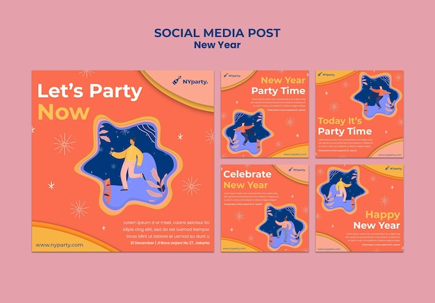 Modello di post sui social media del nuovo anno