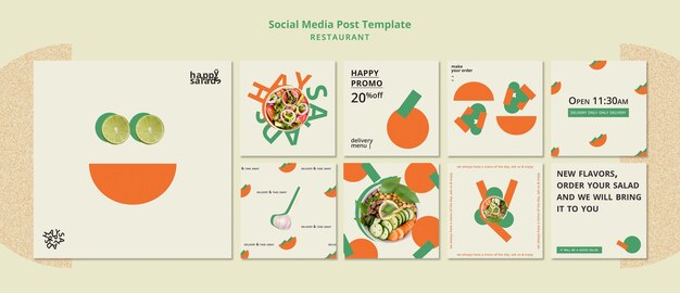 Modello di post sui social media del ristorante