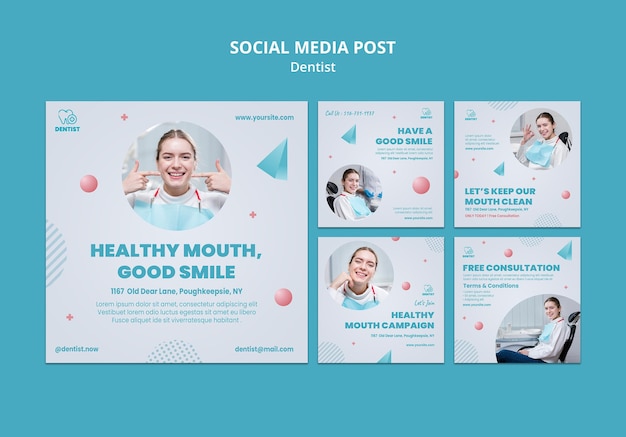 Modello di post sui social media della clinica dentista
