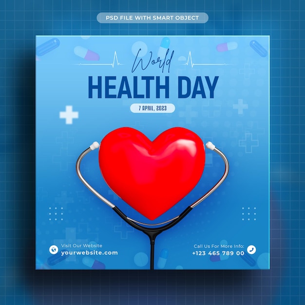 Modello di post sui social media della giornata mondiale della salute
