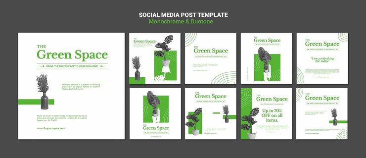 PSD gratuito modello di post sui social media dello spazio verde