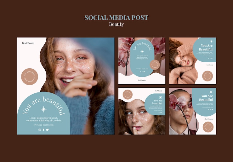 PSD gratuito modello di post sui social media di bellezza