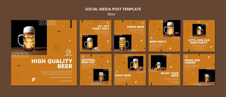 PSD gratuito modello di post sui social media di concetto di birra