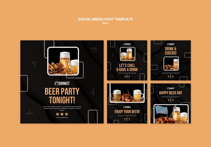 PSD gratuito modello di post sui social media di concetto di birra