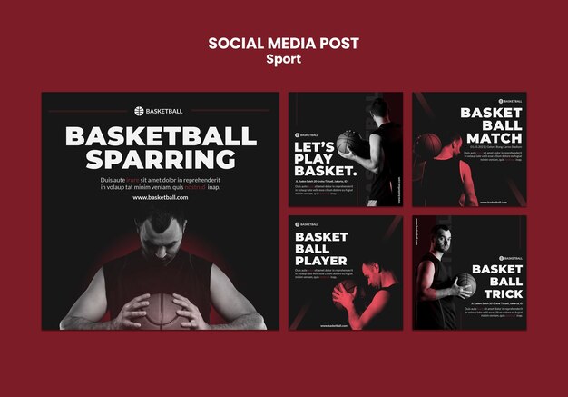 Modello di post sui social media di concetto di sport