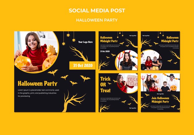 Modello di post sui social media di Halloween