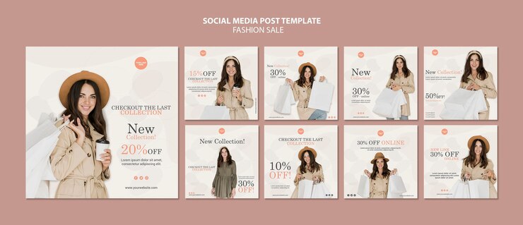 PSD gratuito modello di post sui social media di vendita di moda