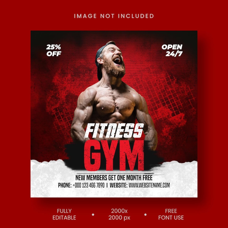 PSD gratuito modello di post sui social media fitness in palestra