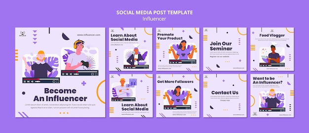 Modello di post sui social media influencer