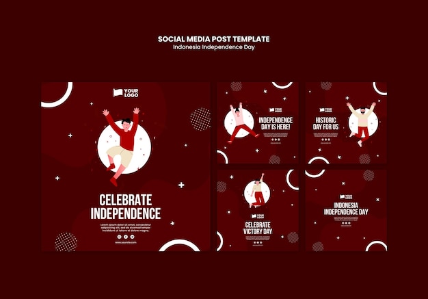 Modello di post sui social media per il giorno dell'indipendenza dell'Indonesia