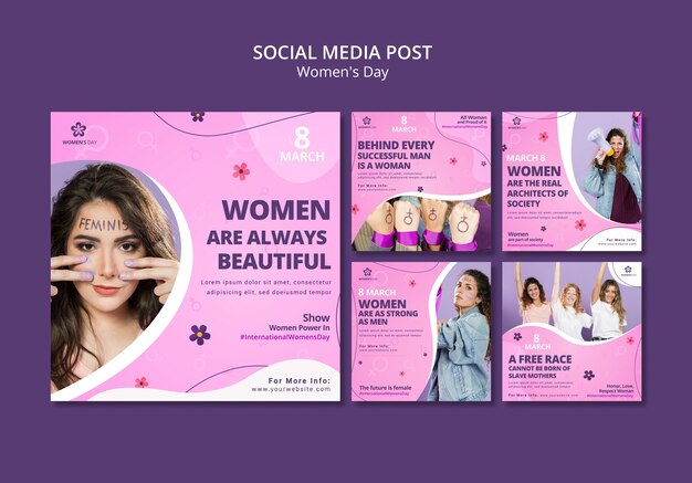 Modello di post sui social media per la festa della donna