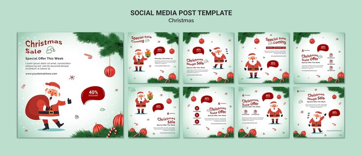 PSD gratuito modello di post sui social media per le vendite di natale