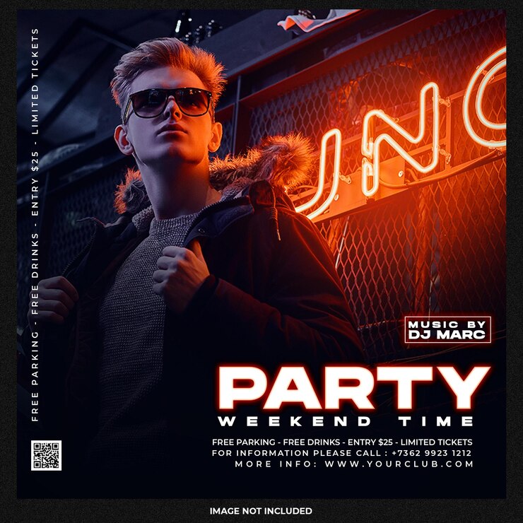 PSD gratuito modello di post sui social media per volantini per feste di dj club psd