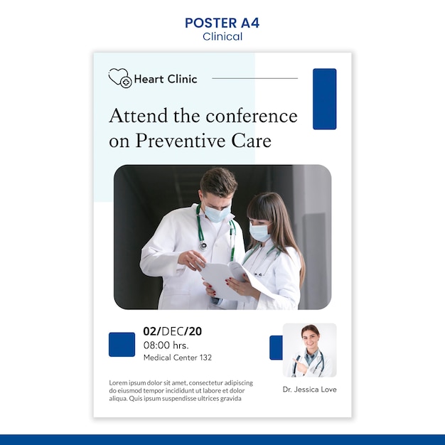 Modello di poster clinica professionale con foto
