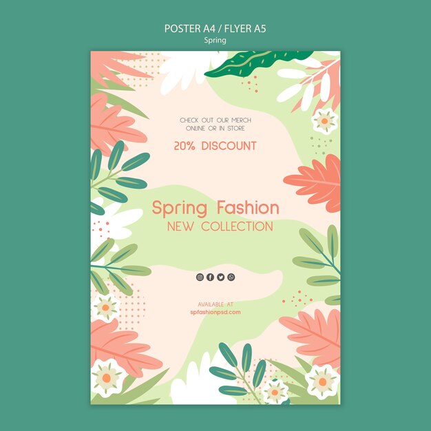 Modello di poster collezione primavera