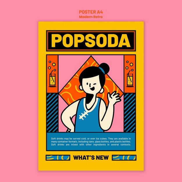 Modello di poster con design vintage moderno per bevande analcoliche