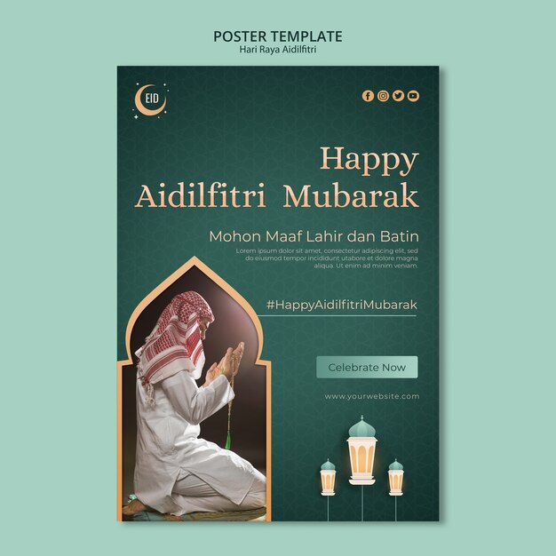 Modello di poster concetto di Hari raya aidilfitri