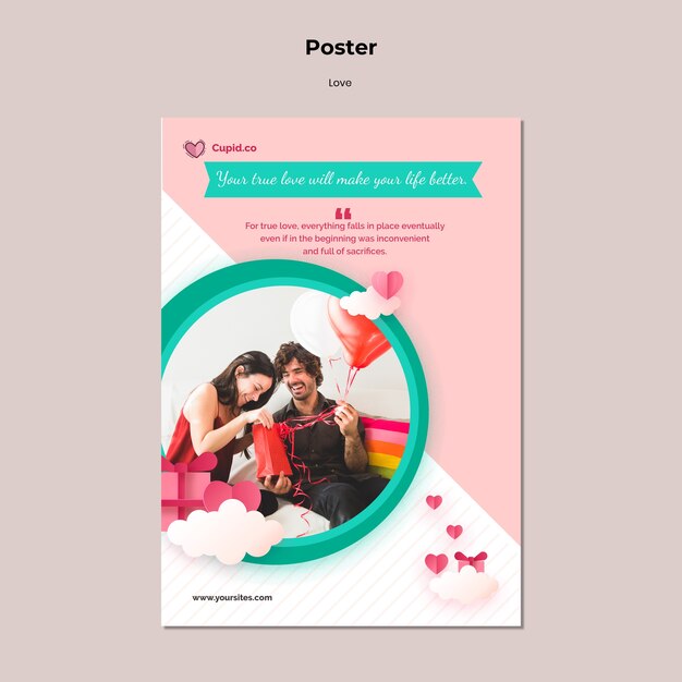 Modello di poster coppia carina