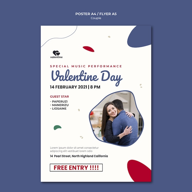 Modello di poster coppia di San Valentino