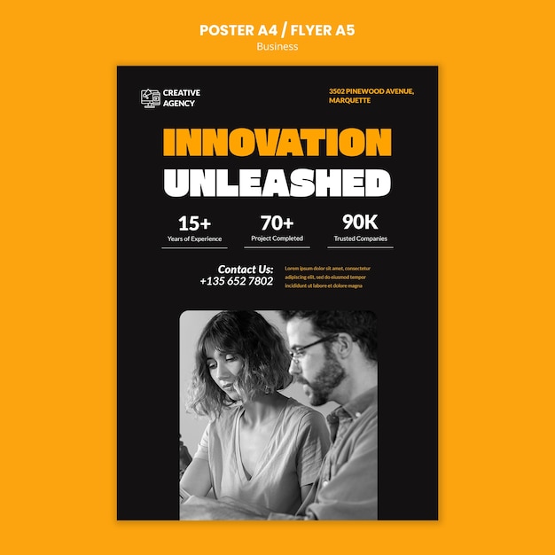 Modello di poster del business plan dal design piatto