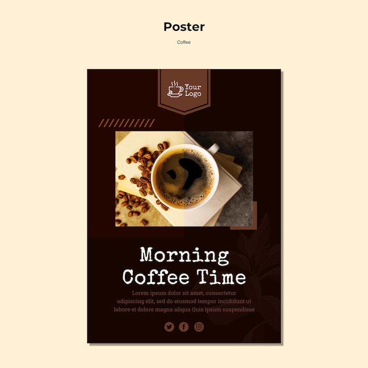 PSD gratuito modello di poster del caffè
