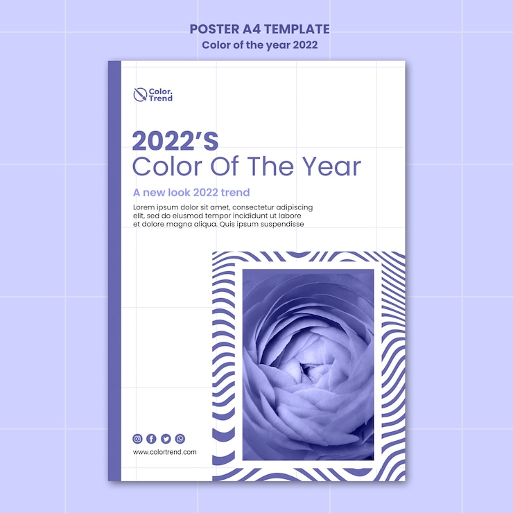 PSD gratuito modello di poster del colore dell'anno 2022