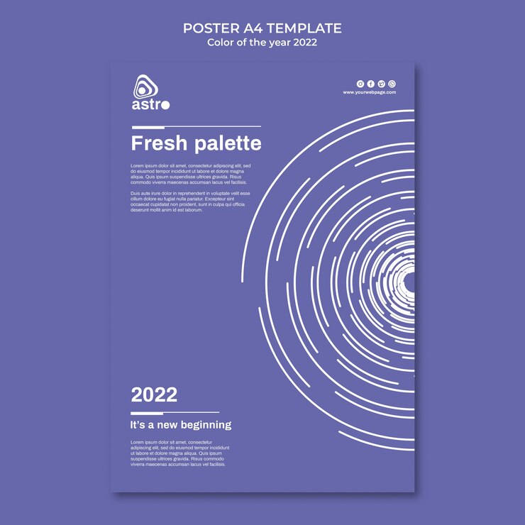 PSD gratuito modello di poster del colore dell'anno 2022